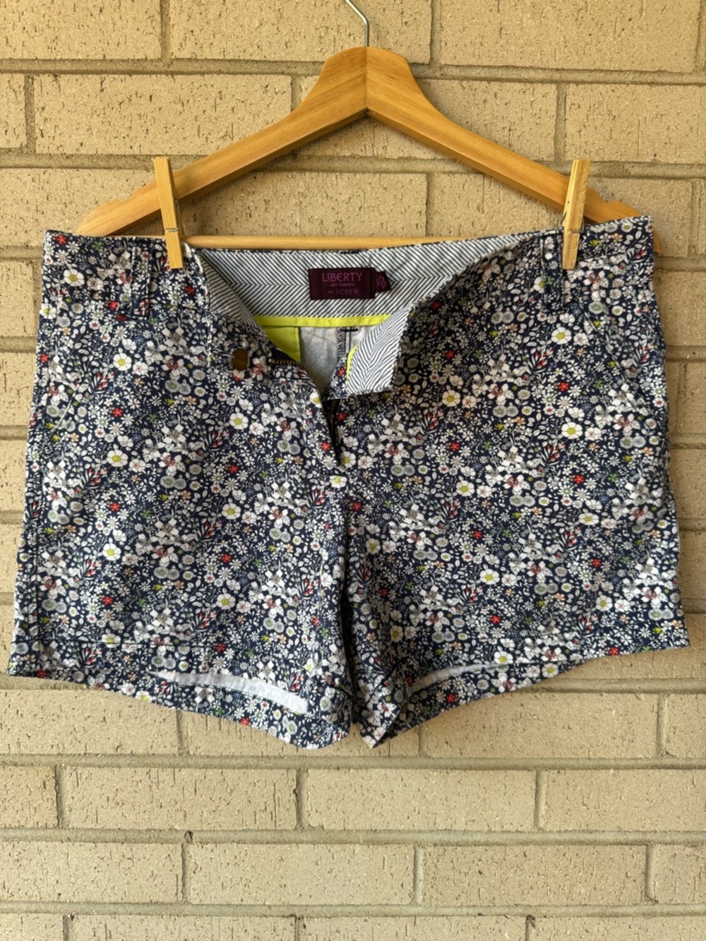 J. Crew Liberty Navy Ditsy Floral Chino Shorts Size 10